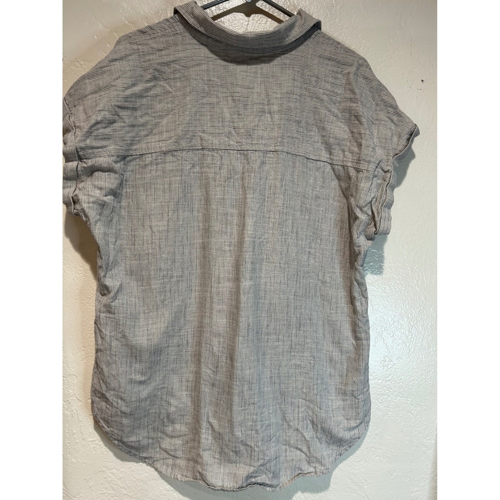 Christopher & Banks Womens Large Blue White Striped Cotton Button Down Shirt L - Picture 2 of 7